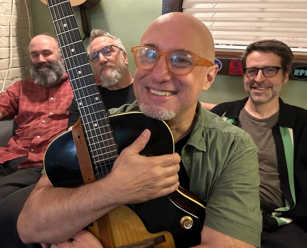 Josh Kantor, Dan Cantor, Jim Infantino  Jesse Flack in the Passim green room