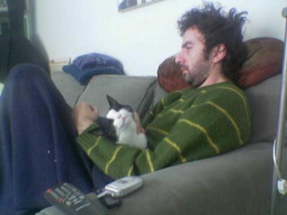 Kurt had to relax with Sophie the cat