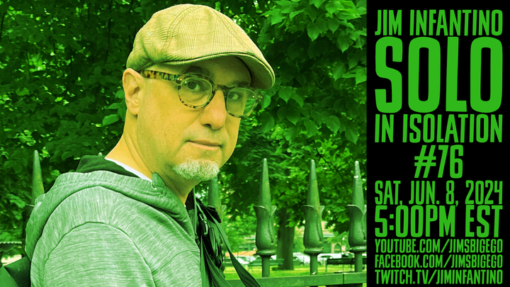 Jim Infantino by a park in a poster for this show